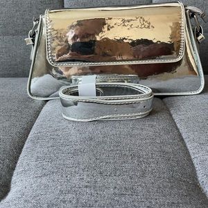 Silver metallic cross-body bag